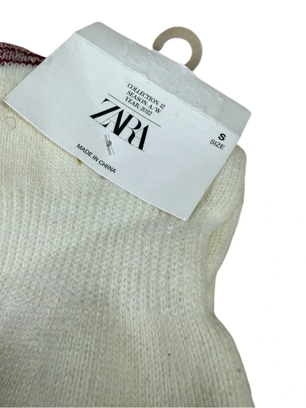 ZARA Kids Knit Crew Socks Red White Blue Graphic Size 6-8 NWT Cotton